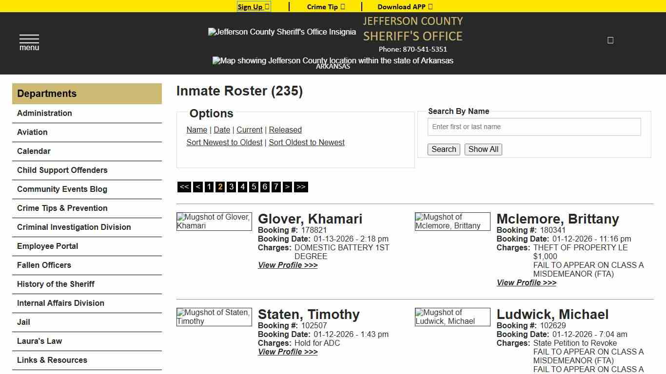 Inmate Roster - Page 2 Current Inmates Booking Date Descending - Jefferson County Sheriff AR